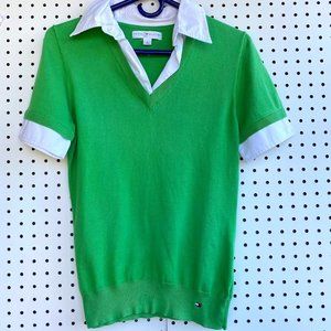 Tommy Hilfiger Green Layered-Look Collared Golf Shirt